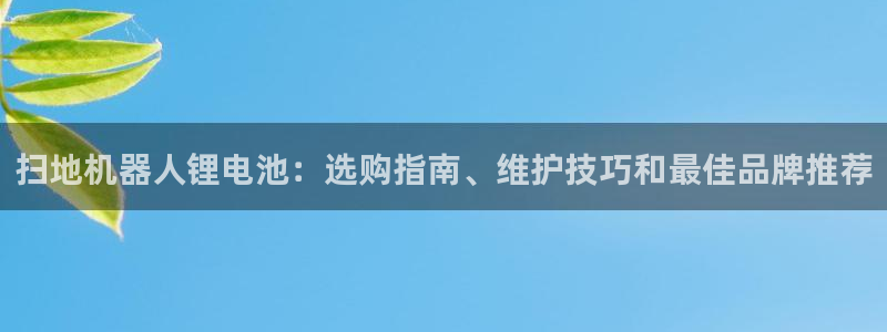 尊龙人生就是傅官网：扫地机器人锂电池：选购指南、维护技巧和最佳品牌推荐